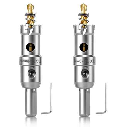 BEoffer 3/4" TCT Hole Saw Set - 2 Pack 19mm Tungsten Carbide Tipped Hole Cutter with Spring-Loaded Pilot Drill Bits for Metal, Stainless Steel, Iron, Plastic and Wood Heavy Duty Hole Saw
