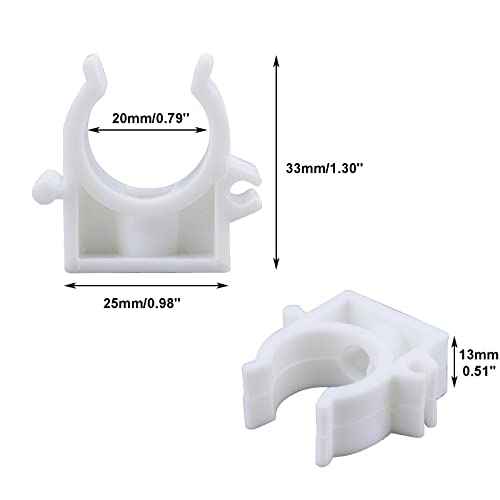 PEX Clips Pipe Clamp 3/4 Inch, 20 Pack 20 mm Pipe Hangers Pipe Holder PEX Tubing Clamps PVC Water Pipe Support, Plastic U-Shaped PVC Pipe Clamps Tools With Screws, White