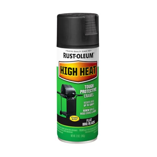 Rust-Oleum High Heat Flat Black Enamel Spray Paint 12oz for BBQ & Metal Surfaces