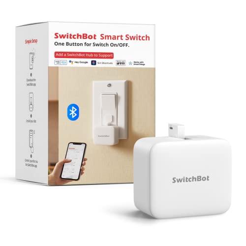 SwitchBot Smart Button Pusher - Bot White, App & Timer Control, No Wiring, Optional Hub