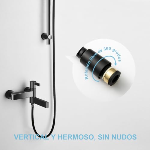 OFFO 60-Inch Matte Black Kink-Free Stainless Steel Shower Hose with Brass Fittings