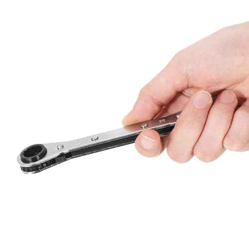 HARFINGTON 2pcs Double Box End Reversible Ratcheting Wrench 1/4" x 5/16" CR-V Steel 180 Degrees SAE Double Head 12-Point 24-Teeth Adjustable Ratchet Gear Socket Spanner, Silver Grey