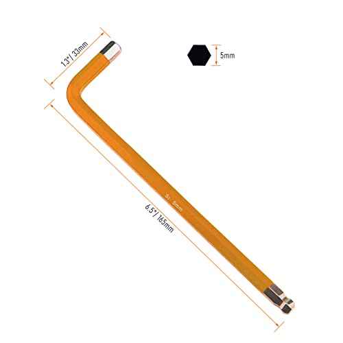 2 PCS 5mm Ball End Hex Key Allen Wrench,Internal Hexagonal Wrench, L Shaped Long Arm S2 Steel Repairing Tool£¬Orange