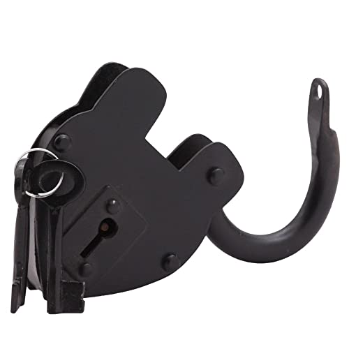 Vintage Style Lock/Antique Reproduction Heart Padlock with Two Skelton Keys/Black Powder Coted Hand Forged Padlock for Old Trunk, Wine Rack, Shade, Barn, Gate