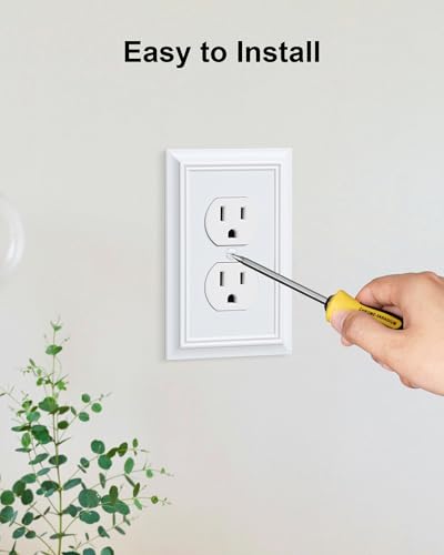 6-Pack Natural Bamboo Duplex Outlet Cover Plate White - Durable Wall Plates