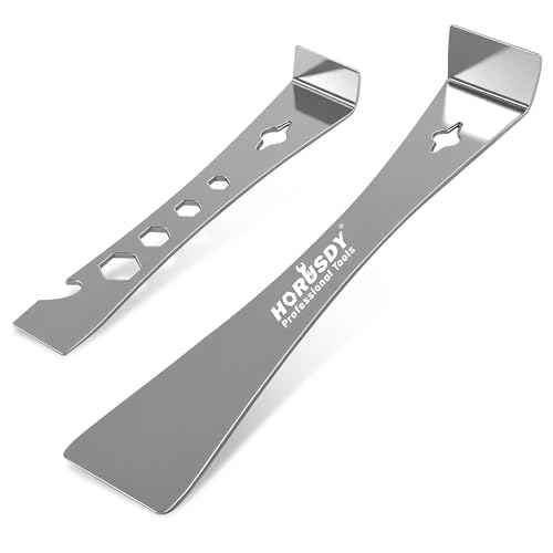 HORUSDY 2-Piece Pry Bar Scraper Set, Stainless Steel Flat Pry Bars with Hex Screwdriver Function, 6-11/16¡± & 9-1/2¡± Multi-Purpose Nail Puller, Trim, Demolition & Repair Tools