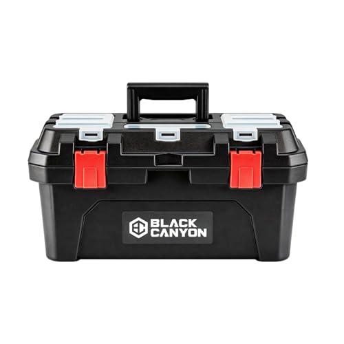 Black Canyon 17 Inch Plastic Tool Box - Dual-Layer, 44 lb Capacity, Top-Lid Storage (17 IN/PLAS)
