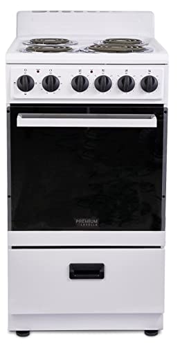 White 20-Inch Premium Levella Electric Range with 4 Coil Burners & 2.2 Cu Ft Oven