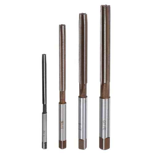 uxcell 4pcs Hand Reamers Set 1/8" 3/16" 1/4" 5/16" H8 Alloy Steel Reamer Bit Straight Flutes Steel Cutting Tool for Metal Wood Hole Reaming