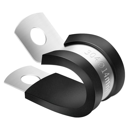 25 Pcs Rubber Cable Clamps, 1/2 Inch Stainless Steel Metal Cable Clamps, Insulated Wire Clamp for Tube Pipe Wire Hose Installation