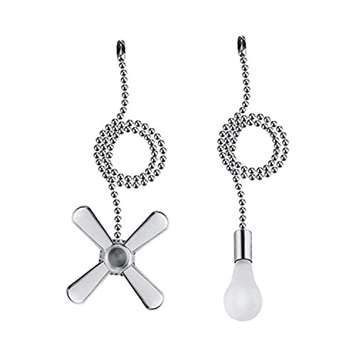 Sunswan Nickel Beaded Fan Pull Chain Set - 2pcs 13.6 Inches with Connector, Ceiling Fan & Light Switch Extension
