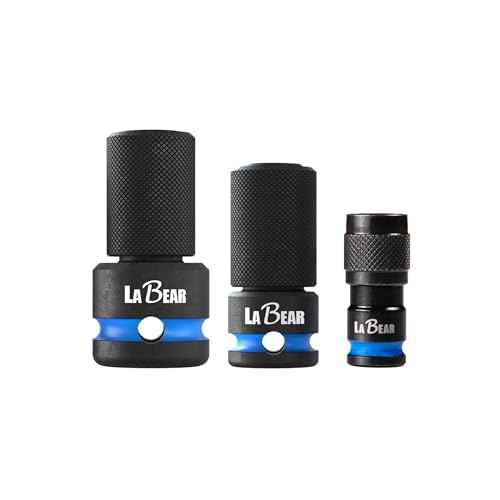 LaBear- Impact to 1/4 Hex Converter, 1/2 3/8 1/4-INCH Drive Female to 1/4-Inch Hex Adapter Set, Impact Wrench Adapters for Ratchet Wrench Drivers, Impact Bit Holders, Quick-Change Chuck, Cr-Mo Steel
