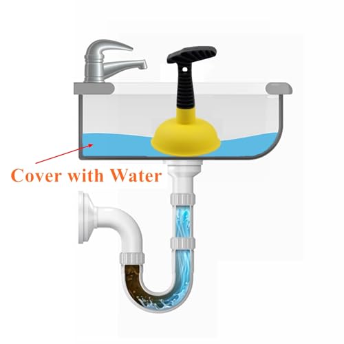 Yellow Mini Sink Plunger with Short Handle - Easy to Use Kitchen & Bathroom Clog Remover