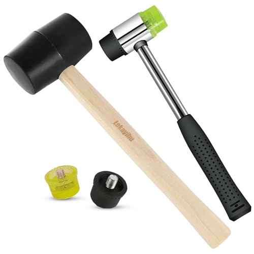 2 PCS Rubber Hammer with 2 Soft Rubber Head,8 Oz & 25mm Multi-function Double Head Mounting Hammer,Suitable For Crafts, Woodworking, Flooring, Camping and Other Industries