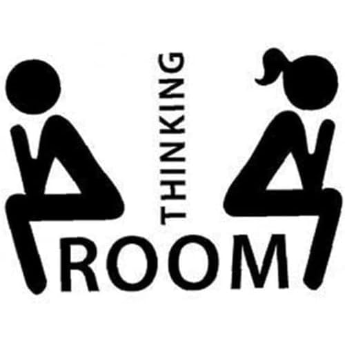Black Funny Toilet Decals Wall Decor, Removable Thinking Room Ladies Gents Stickers Mural for Washroom Bathroom Wc Sign Home DecorationDeft Processed Toilet Accessories