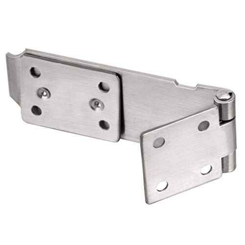 ZOENHOU 6 PCS 5-Inch Security Padlock Hasp and Staples, Heavy Duty Folding Lock Hasps Made of 304 Stainless Steel and 48 PCS Mounting Screws for Gate Lock Padlock Shed Door Latch