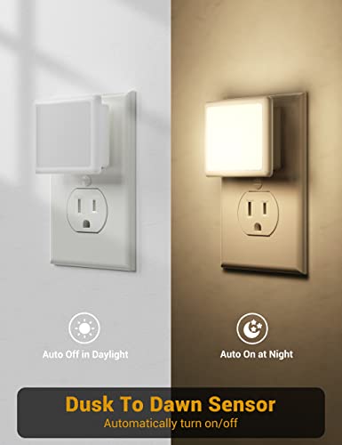 JandCase Warm White 2-Pack Plug-in Night Lights Dusk-to-Dawn Sensor