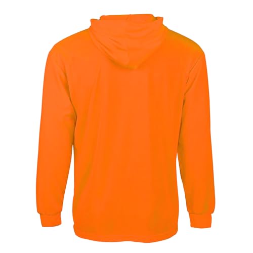 Hi Vis Safety Hoodie, High Visibility Shirts for Men, Long Sleeve, Construction Work Shirts with Sun Protective Hood