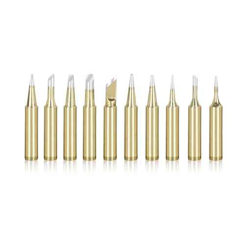 Soldering Iron Tips 900M Solder Lead-free Tips 10pcs for HAKKO 936,937,907 Atten, Quick,Ryobi, Aoyue, Yihua,Vastar,Sywon,Tabiger,SOAIY and X-Tronic Solder Gun/Station (Gold)