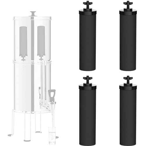 Black Filter 4 Pack by NSF/ANSI 42 Certified, Replacement for BB9-2¢ç Purification Elements Filters, Compatible with Berkey Gravity Filtration System, Replacement for Berkey Black Filters