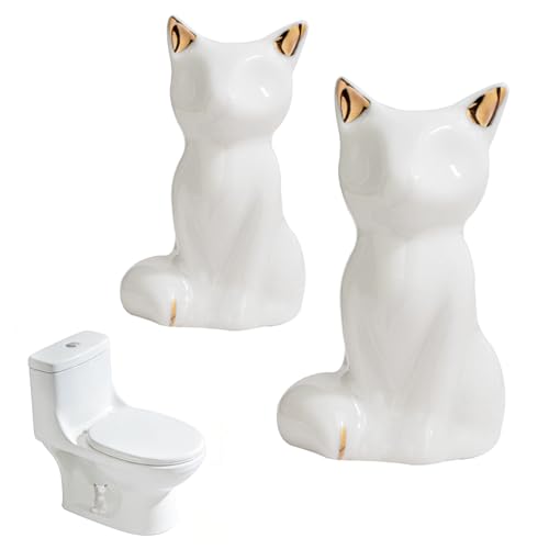 2 Pack Ceramic Toilet Bolt Covers - Cute Cat Design Bathroom Decor