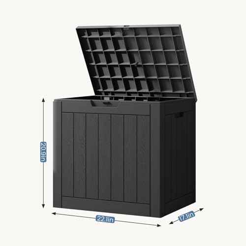DUMOS 31 Gallon Deck Box, Lockable Outside Storage Box for Outdoor Use, Outside Waterproof Resin Package Delivery Box for Backyard Patio Garden, Black