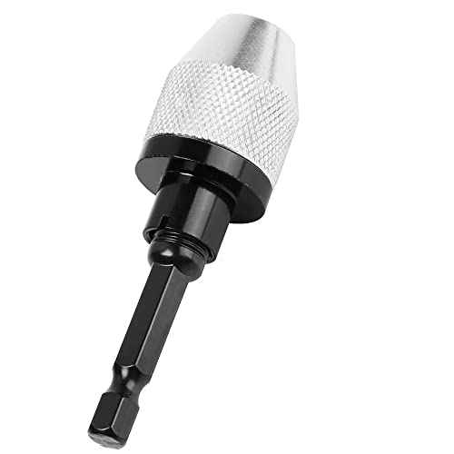 Fixinus 2 Pieces Keyless Drill Chucks - 1/4 Inch Hex Shank Drill Bit Adapter, Fast Change Converter Extension Screwdriver Drill Adapter for Impact Drill Tool, 0.3-6.5mm