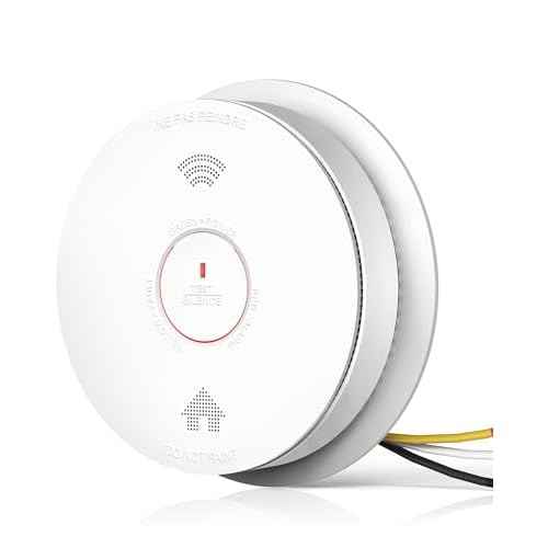 SITERWELL Hardwired Interconnected Smoke Detector Carbon Monoxide Detector Combo with 2 AA Batteries Back Up, 2 in 1 Smoke and CO Detector with Voice Alert, Smoke and CO Alarm with Self-Check, 1 Pack