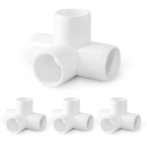 Zernmiarder 3/4 Inch 4-Way PVC Pipe Fittings White - Fits SCH40 Pipe, 4pcs
