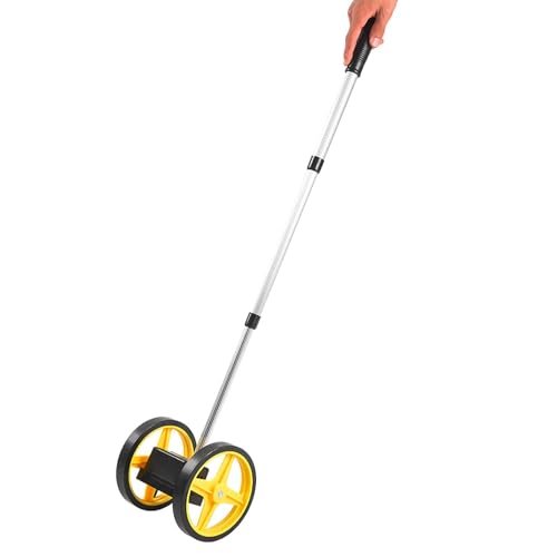 Hilitand Two-Wheel Measuring Wheel, Aluminum Shaft, ABS Casing, 9999m Range, Telescopic Handle