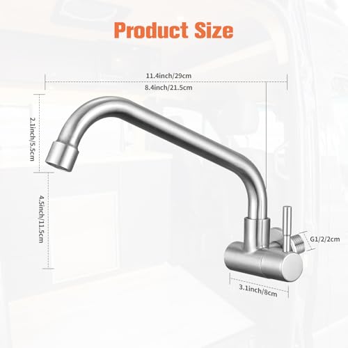 Totalize Brushed Nickel Wall Mount Cold Faucet for Kitchen & Utility Sinks