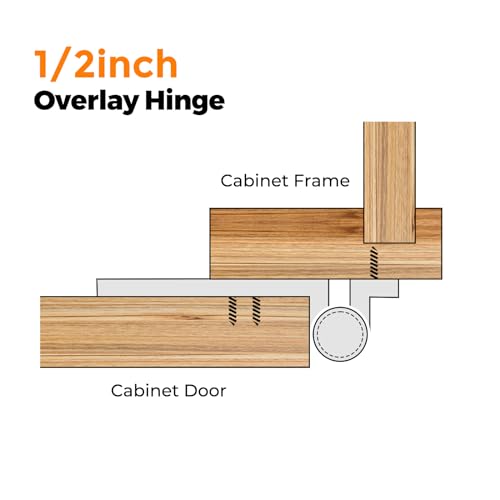 Ravinte Black Cabinet Hinges 1/2 Inch Overlay - 60 Pack (30 Pairs) with Bumpers