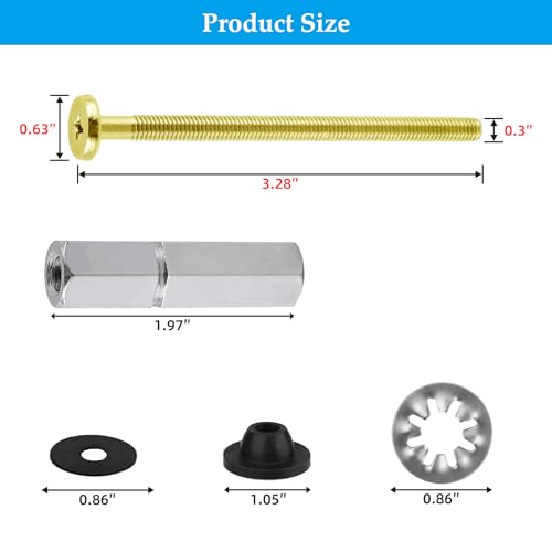 Hibbent 2 pcs Universal Brass Toilet Seat Bolts Kit with Metal Nuts - Easy Installation