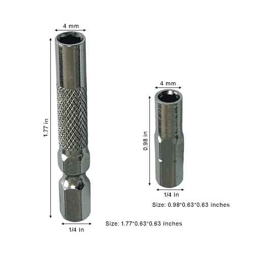 1/4 to 4mm Bit Adapter,2 Pieces 1/4 to 4mm Hex Adapter Magnetic and 2 Pieces Drill Extension Micro Bit Holder (4 Pack)