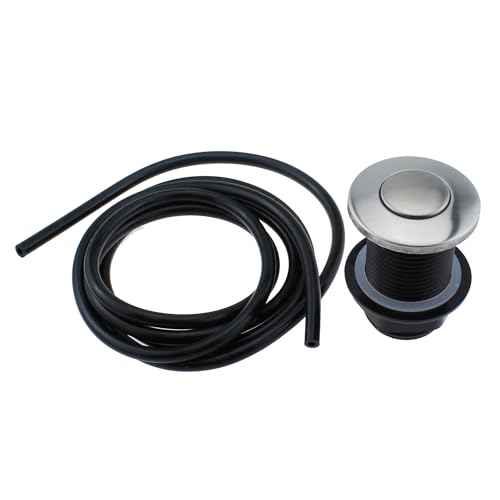 Rubbish Disposal Long Button Air Switch Automatic Self Locking Button Pneumatic Air Hose Kit 32MM Air Switch Plus Air Hose 1.5 Metre for Food Waste Disposal and Jacuzzi and Swimming Pool