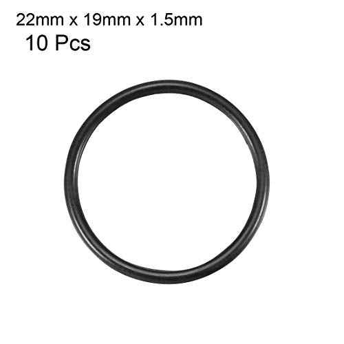 uxcell Nitrile Rubber O-Rings 22mm OD 19mm ID 1.5mm Width, Metric Sealing Gasket, Pack of 10