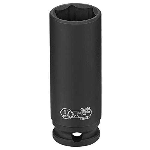 Jetech 3/8-Inch Drive 17mm Deep Impact Socket with 6-Point Design, Heat-Treated Chrome Molybdenum Alloy Steel, Metric