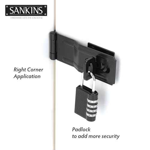 4-1/2" Swivel Staple Safety Hasps, Gate Door Hasp Latches Safety Packlock Clasp Locking with Twist Knob for Fence, Gate, Cabinet, Black