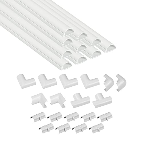 D-Line 157in Cord Cover Kit 1.18in (W) x 0.59in (H) White Self-Adhesive Cable Raceway
