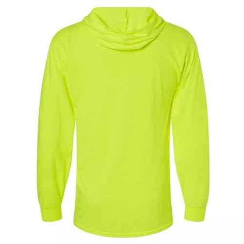 L&M¢ç Hi Vis T Shirt Safety Lime Orange Long Sleeve HIGH Visibility with Hood