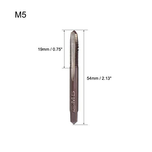 uxcell Metric Hand Tap M5 Thread 0.8 Pitch 3 Straight Flutes H2 Alloy Tool Steel Bottom & Taper Screw Tap Set Tapping Tools for Repairing 2 Pairs