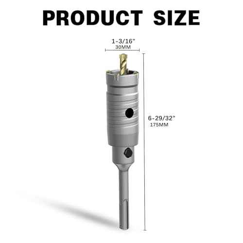 1-3/16" Concrete Hole Saw, 30mm Masonry Hole Saw, with 110mm SDS Plus Shank Connecting Rod for Concrete Brick Cement Stone Wall Drilling Home Improvement