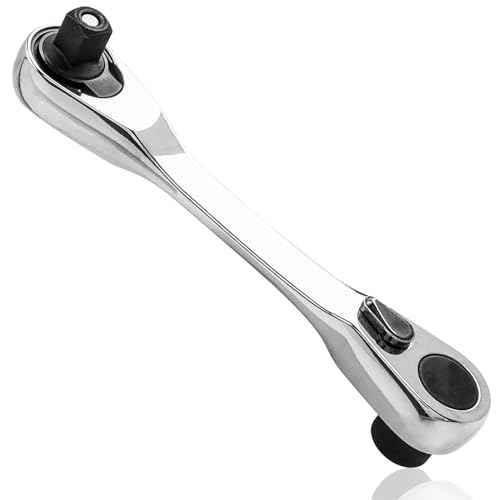 YAKAMOZ 2 in 1 72-Tooth Mini Ratchet Wrench, 90 Degree Right Angle Small Ratchet Screwdriver 1/4 Inch Drive Ratcheting Socket Wrench for Tight Place