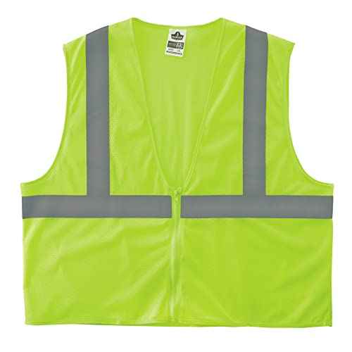 Ergodyne GloWear Hi-Vis Safety Vest - Type R, Class 2, Orange, Mesh, Zipper, Regular Fit, Adult, Unisex, Safety Vest