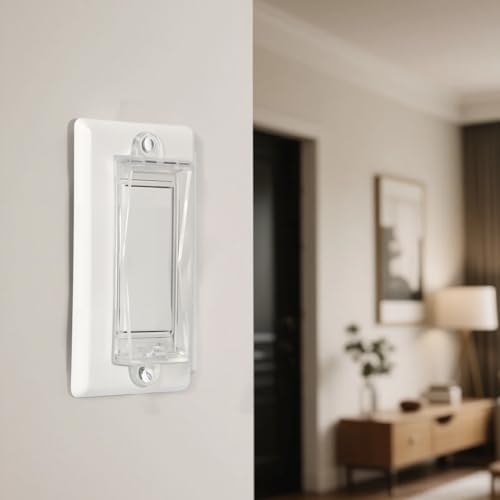 2 Light Switch Guard Cover, Baby Proof Wall Switch Cover Guard for Rocker Light Switch Protects Your Lights or Circuits from Being Accidentally Turned On or Off (Clear)