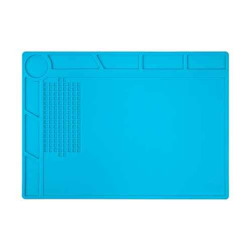 XOOL Heat Resistant Soldering Mat - Blue Magnetic Silicone Work Mat with Scale Ruler and Screw Position, Silicone Soldering Repair Mat for Soldering, Phone, Laptop, Tablet, Watch Repair(13.8''¡¿9.8'')