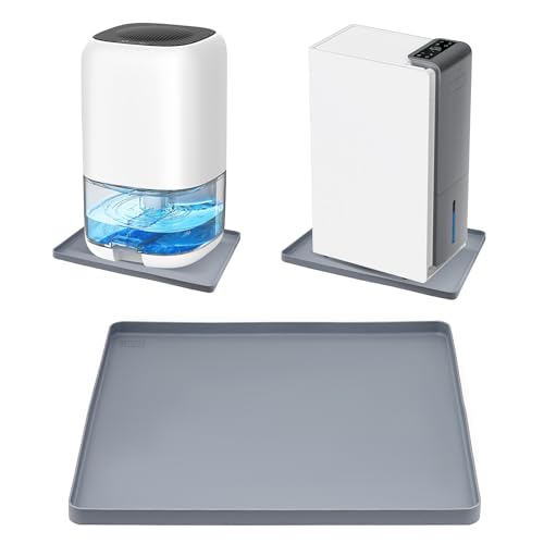 Gray 18''x15'' Dehumidifier Drip Pan Mat with Raised Edge - Leak-Proof Silicone
