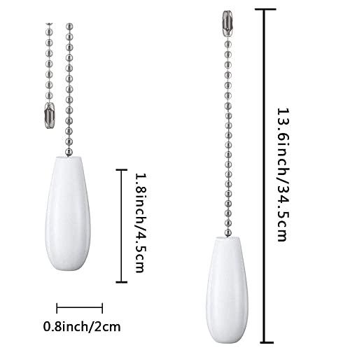 Akahttbn 4 Pcs Decorative Ceiling Fan Pull Chains 12 Inch White Wooden Beaded Extenders