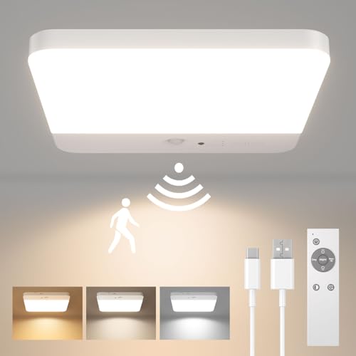 FULEN Rechargeable Motion Sensor Ceiling Light 1 Pack White No Wiring