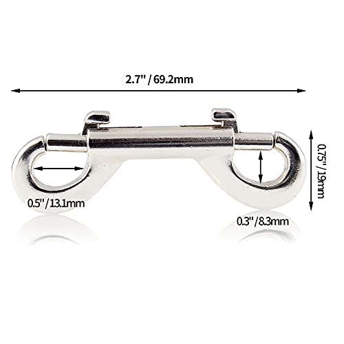 2.7 Inch Double Ended Bolt Snaps Hook, 6 Pcs, Silver - Durable & Weatherproof